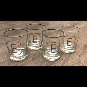 ❗️SOLD❗️Set of 4 Monogrammed double old fashioned glasses E